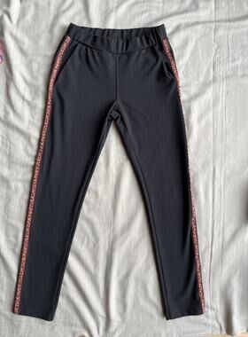 Saint + Sofia Runway Pants Women’s 2 Black Skinny Pull On Leopard Stripe Stretch